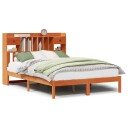  Seng med bokhylle uten madrass voksbrun 160x200 cm heltre furu 8721158604330