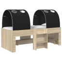  Seng med tunnel 4 pcs Sonoma eik og svart Konstruert tre
