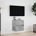  Vegghengt TV-benk med LED-lys betonggrå 41x31x45 cm