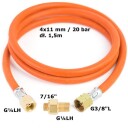 Meva Connection reduction to tourist gas cylinder G 3/8" L 7/16" hose 1.5m