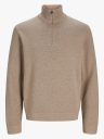 Jack and Jones Milano Stitch Knit Half Zip Beige M