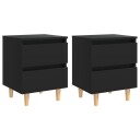 vidaXL Nattbord med heltre furuben 2 stk svart 40x35x50 cm