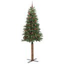  Slim juletre med 300 LED grønn 210 cm PVC og Massivt Furu tre