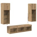  TV Vegg Enheter 5 pcs Svart Eik 60 x 30 x 30 cm Konstruert tre