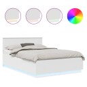  Sengestamme med LED  stripelys Hvit 150 x 200 cm Konstruert tre