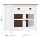 vidaXL Skjenk Hill hvit 90x40x80 cm heltre furu