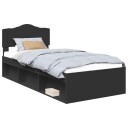  Sengestamme med hodegjerde Svart 90 x 190 cm Massiv furu