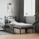 vidaXL Sengeramme i metall med hodegavl svart 90x190 cm