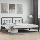 vidaXL Sengeramme i metall med sengegavl svart 200x200 cm 8720845881283