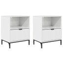  Nattbord 2 pcs Høyglans hvit 49 x 36 x 61 cm Konstruert tre