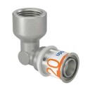 Uponor S-Press Plus Vinkelovergang 20x20 mm innvendig gjenge i stål for våtrom og varmeinstallasjoner