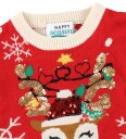 Jule-Sweaters Genser - Strikk - Den glitrende reinsdyren - Jule-Sweater - 1-2 år (80-92) - Genser Brun Grønn Gull Hvit Rød