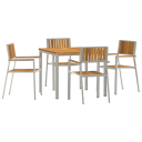  5 Delers Hage Spisebordsett Solid Akasietre