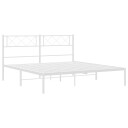 vidaXL Sengeramme i metall med hodegavl hvit 140x190 cm 8721012191051