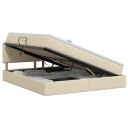 vidaXL LED lagringseng med madrass Krem 180 x 200 cm Stoff
