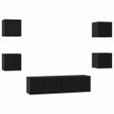  TV benksett Veggmontert 6 pcs Svart eik Medium 120 x 30 x 30 cm