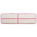 vidaXL Oppblåsbar gymnastikkmatte med pumpe 800x100x15 cm PVC rosa