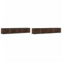  Veggskap 2 stk brun eik 99x18x16,5 cm konstruert tre