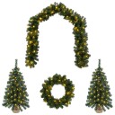 vidaXL Mini juletresett 60 cm 125 LED-lys Varmhvit PVC Grønn