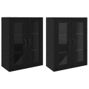  Vegghengte skap 2 pcs Svart eik 69.5 x 34 x 90 cm