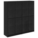  Høyskap 2 pcs Svart Eik 136 x 37 x 142 cm Konstruert tre