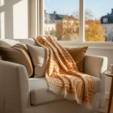 Tepper   Ullmixpledd   Melody beige/oransje Størrelse: 130 x 170 cm