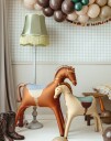 Lys Hest med Flott Sadel og Gull Reimer Folie Ballong 86x73 cm