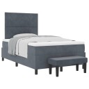  Box Spring Seng med Madrass & Benk Mørk Grå 120x200 cm Fløyel