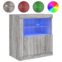 vidaXL Skjenk med LED-lys grå sonoma 60,5x37x67 cm