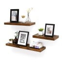 Vegghylle i tre med skjult oppheng   40 x 20 x 3,8 cm   rustikk brun