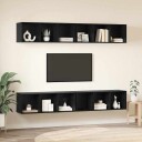  Vegghylle for TV 4 pcs Svart eik 37 x 37 x 107.5 cm Ingeniørtre