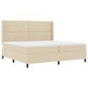  Boxspring Seng med Madrass Krem 200x200 cm Stoff