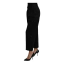 Dolce & Gabbana Black High Waist Cropped Cotton Stretch Pants Svart XS