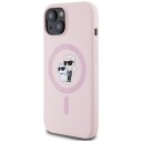Karl Lagerfeld Silikon Mobildeksel Karl&Choupette MagSafe iPhone 15 Plus - Rosa
