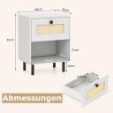 Boho nattbord med rottingskuff – kompakt og solid