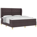  Box Spring Seng med Madrass Mørk Brun 180x200 cm Stoff