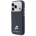 Karl Lagerfeld Karl & Choupette-nål med hoder, Saffiano MagSafe-etui til iPhone 17 Pro Max – blå