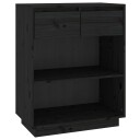 vidaXL Konsollskap svart 60x34x75 cm heltre furu