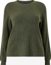 Zizzi   Genser Cavista Rib L/S Pullover   Grønn