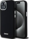 DKNY MagSafe-etui i flytende silikon med liten metalllogo for iPhone 15 Plus / 14 Plus - Svart