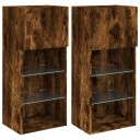  TV benker med LED lys 2 stk røkt eik 40,5x30x90 cm