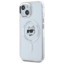 Karl Lagerfeld iPhone 15 Plus Hardcase Choupette Head MagSafe Metall Hvit