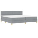  Box Spring Seng med Madrass Lysegrå 200x200 cm Stoff