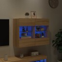 vidaXL Vegghengt TV-benk med LED sonoma eik 78,5x30x60,5 cm 8721012256859