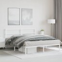 vidaXL Sengeramme i metall med sengegavl hvit 150x200 cm 8721012303133