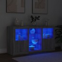 vidaXL Skjenk med LED-lys grå sonoma 123x37x67 cm