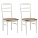 Spisestuestol 2 pcs Hvit og Naturlig Solid Gummitre