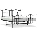 vidaXL Sengeramme i metall med hode- og fotgavl svart 135x190 cm