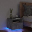  Nattbord med LED betonggrå 40x39x37 cm 836804