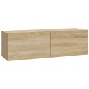 vidaXL Vegghengte TV-benker 4 stk sonoma eik 100x30x30 cm